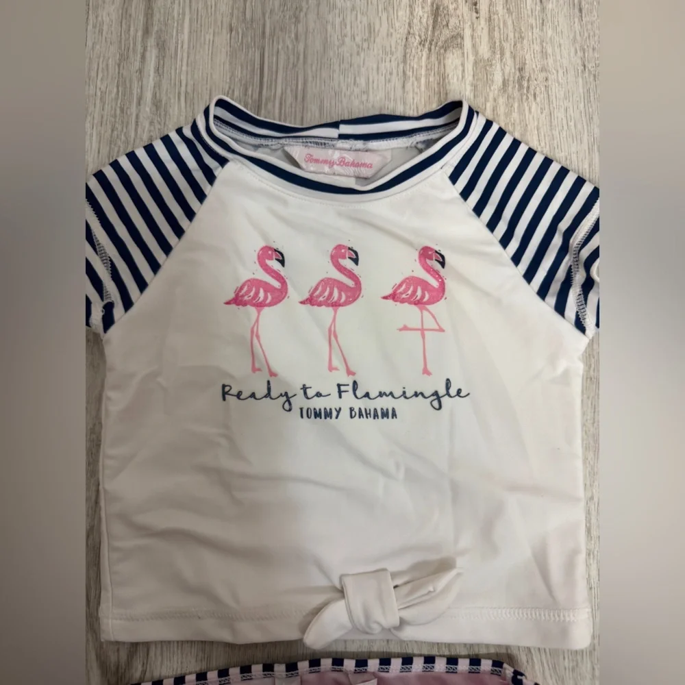 Tommy Bahama Kids Flamingo Swim Set - Pink and White